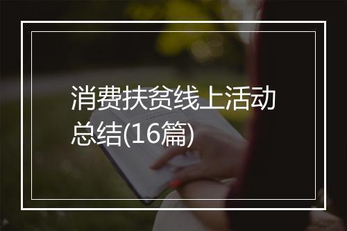 消费扶贫线上活动总结(16篇)