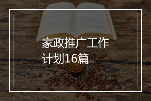 家政推广工作计划16篇