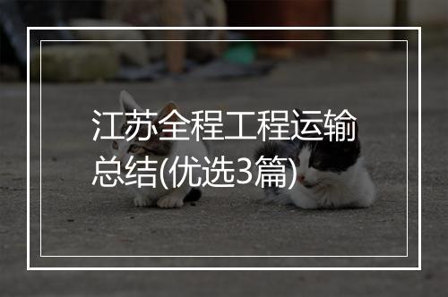江苏全程工程运输总结(优选3篇)