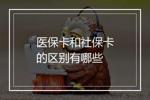 医保卡和社保卡的区别有哪些