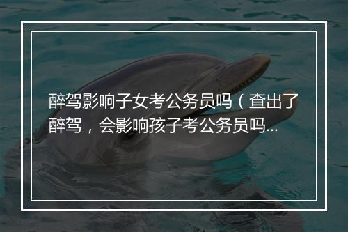 醉驾影响子女考公务员吗（查出了醉驾，会影响孩子考公务员吗？）