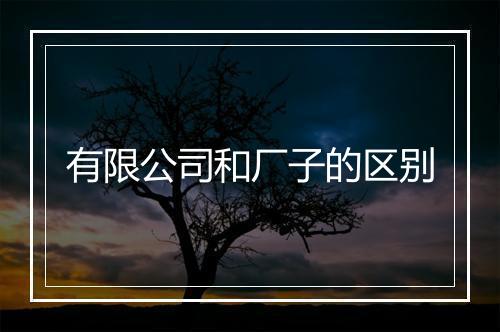 有限公司和厂子的区别