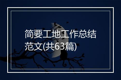 简要工地工作总结范文(共63篇)