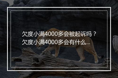欠度小满4000多会被起诉吗？欠度小满4000多会有什么后果？
