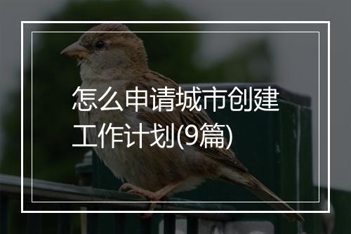 怎么申请城市创建工作计划(9篇)