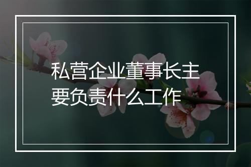 私营企业董事长主要负责什么工作