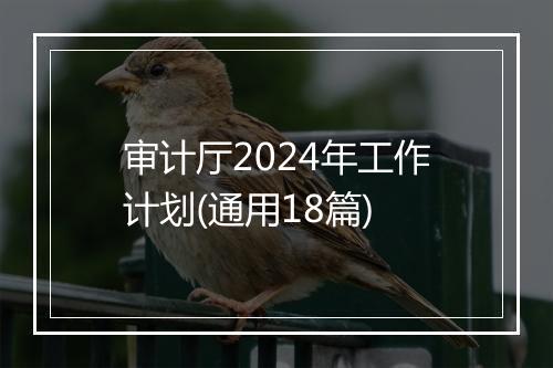 审计厅2024年工作计划(通用18篇)