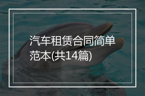 汽车租赁合同简单范本(共14篇)