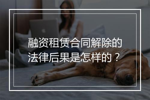 融资租赁合同解除的法律后果是怎样的？