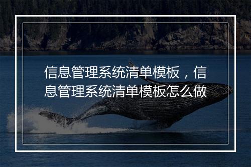 信息管理系统清单模板，信息管理系统清单模板怎么做