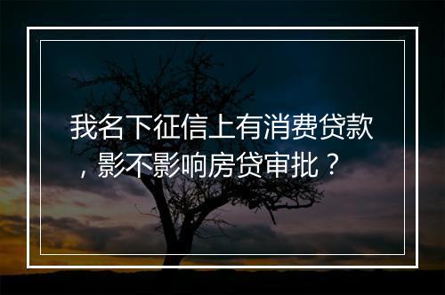 我名下征信上有消费贷款，影不影响房贷审批？