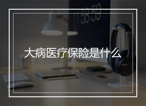 大病医疗保险是什么