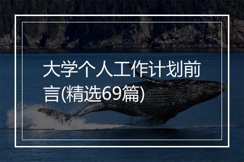 大学个人工作计划前言(精选69篇)