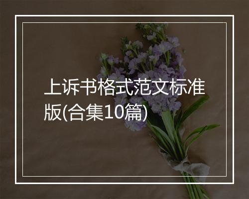 上诉书格式范文标准版(合集10篇)