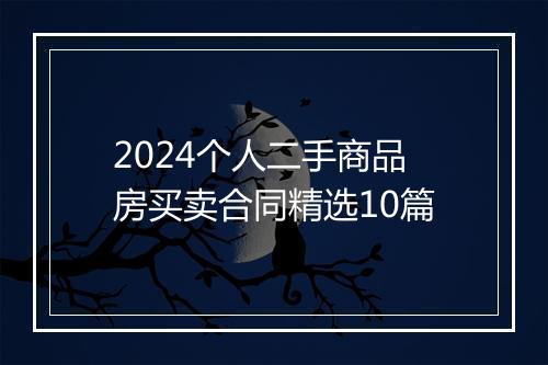 2024个人二手商品房买卖合同精选10篇