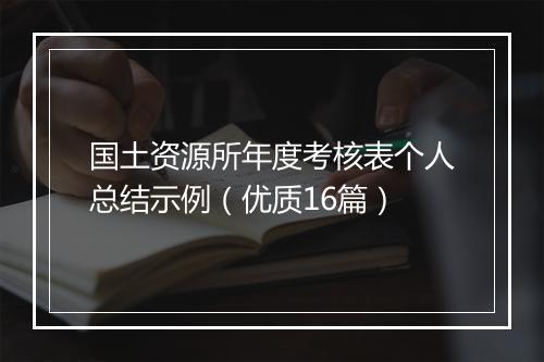 国土资源所年度考核表个人总结示例（优质16篇）