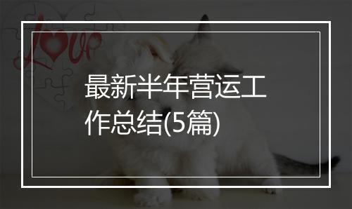 最新半年营运工作总结(5篇)