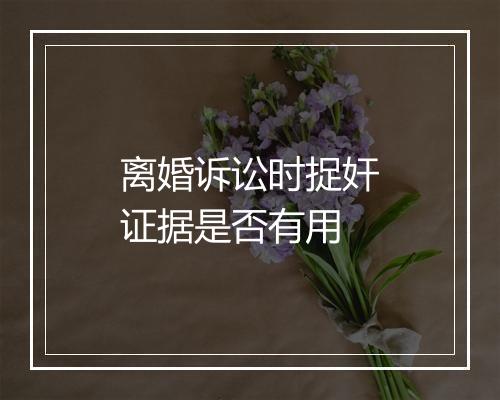 离婚诉讼时捉奸证据是否有用