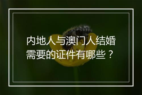 内地人与澳门人结婚需要的证件有哪些？