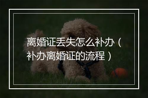 离婚证丢失怎么补办（补办离婚证的流程）