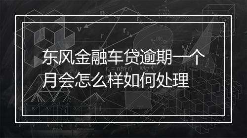 东风金融车贷逾期一个月会怎么样如何处理