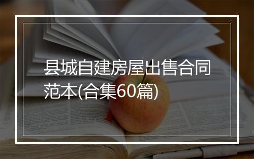 县城自建房屋出售合同范本(合集60篇)