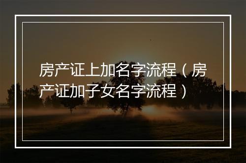 房产证上加名字流程（房产证加子女名字流程）