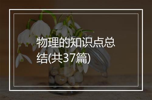 物理的知识点总结(共37篇)