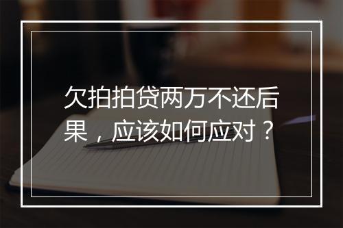 欠拍拍贷两万不还后果，应该如何应对？