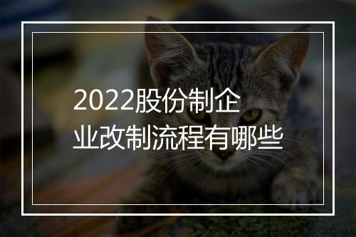 2022股份制企业改制流程有哪些