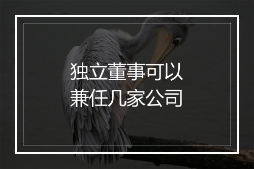 独立董事可以兼任几家公司