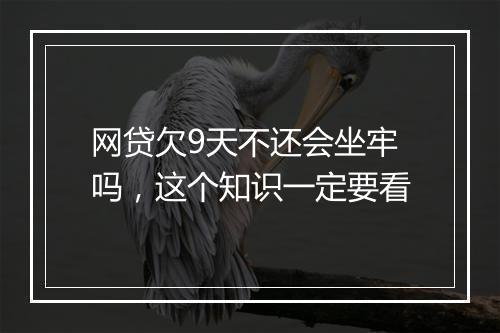 网贷欠9天不还会坐牢吗，这个知识一定要看