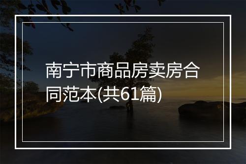 南宁市商品房卖房合同范本(共61篇)
