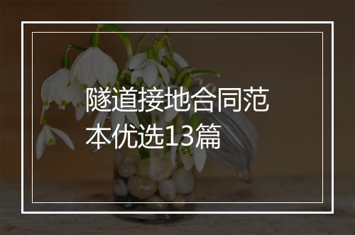 隧道接地合同范本优选13篇