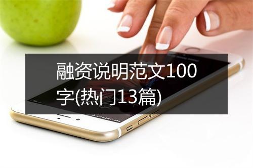 融资说明范文100字(热门13篇)
