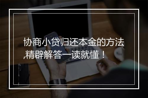 协商小贷归还本金的方法,精辟解答一读就懂！