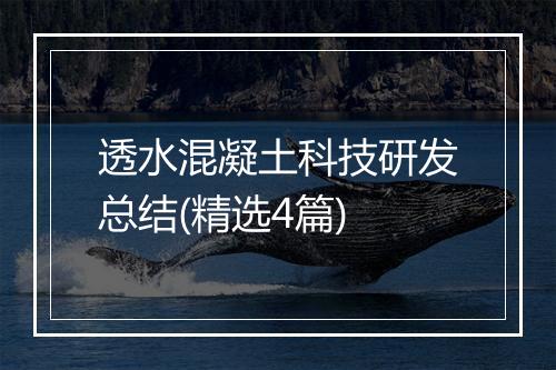 透水混凝土科技研发总结(精选4篇)
