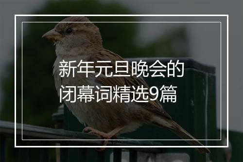 新年元旦晚会的闭幕词精选9篇