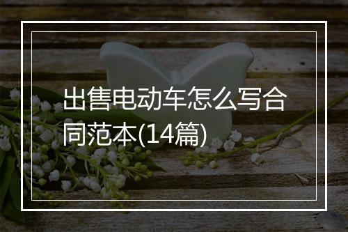 出售电动车怎么写合同范本(14篇)