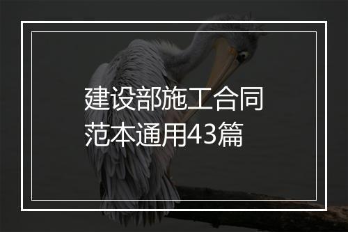 建设部施工合同范本通用43篇
