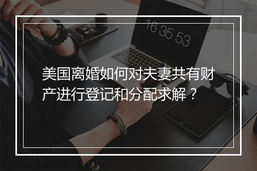 美国离婚如何对夫妻共有财产进行登记和分配求解？