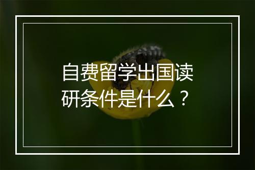 自费留学出国读研条件是什么？