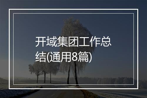 开域集团工作总结(通用8篇)