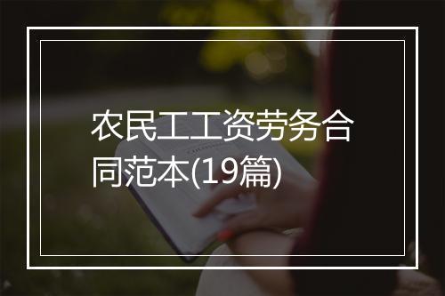 农民工工资劳务合同范本(19篇)