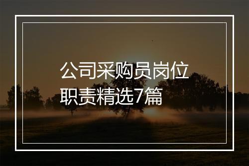 公司采购员岗位职责精选7篇