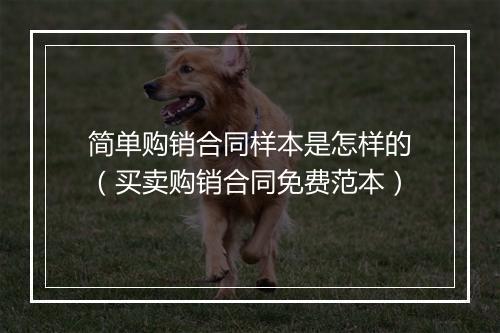 简单购销合同样本是怎样的（买卖购销合同免费范本）