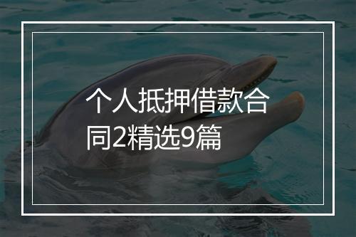 个人抵押借款合同2精选9篇