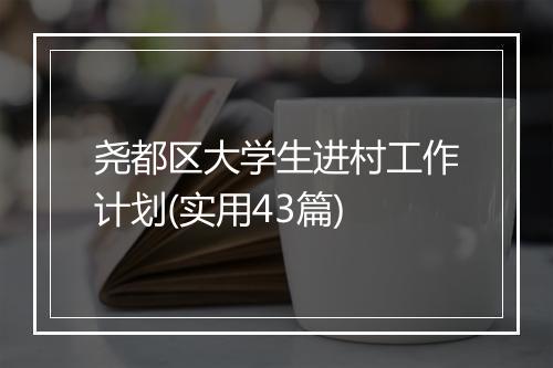 尧都区大学生进村工作计划(实用43篇)