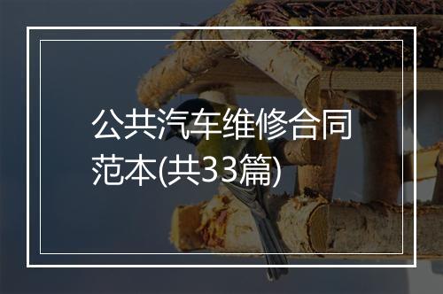 公共汽车维修合同范本(共33篇)