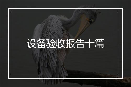 设备验收报告十篇
